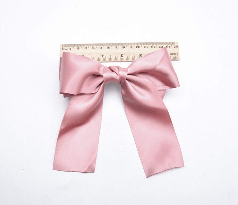 Suoirblss Set of 8 Big Satin Solid Ribbon French Barrette Large Big Huge Soft Silky Hair Bow Clip Bow Hair Clips Women Barrettes - Image 5